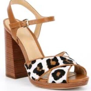 NEW MICHAEL KORS alexia Leopard Print Block Heel Sandals size 6